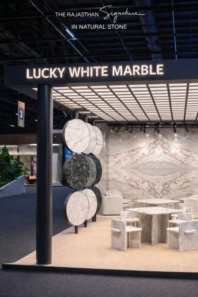 Factory interior with marble slabs